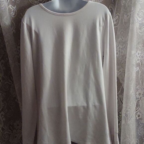 New Ideology Women's Sz L Boho Top White Long Sleeve Crocheted V-Neck‎ Pullover - Picture 4 of 8